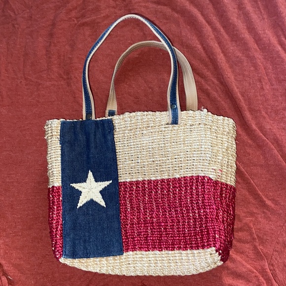 Q & A TEXAS FLAG Straw Small Tote - Picture 2 of 6